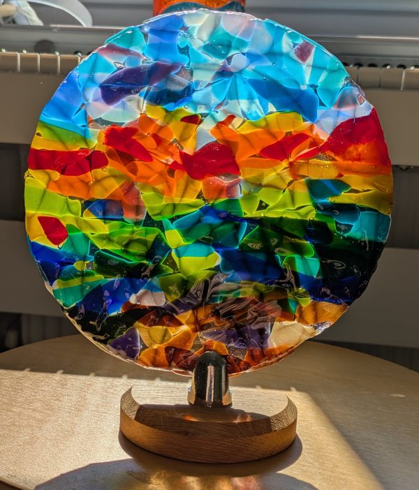 Sunset over Ocean, fused glass art.