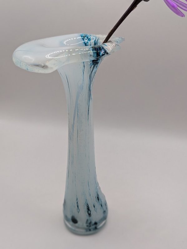 Handmade dark blue and white ocean vase