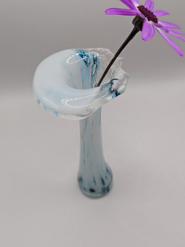 Handmade dark blue and white ocean vase
