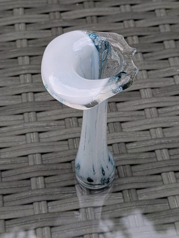 Handmade dark blue and white ocean vase