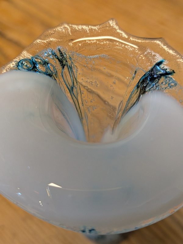 Handmade dark blue and white ocean vase