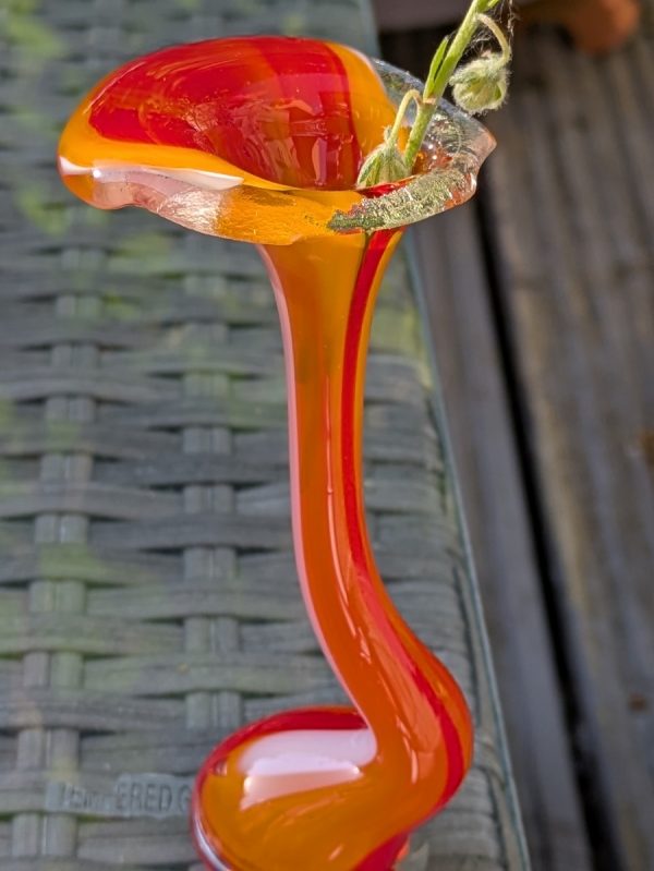 Stunning orange gooseneck vase