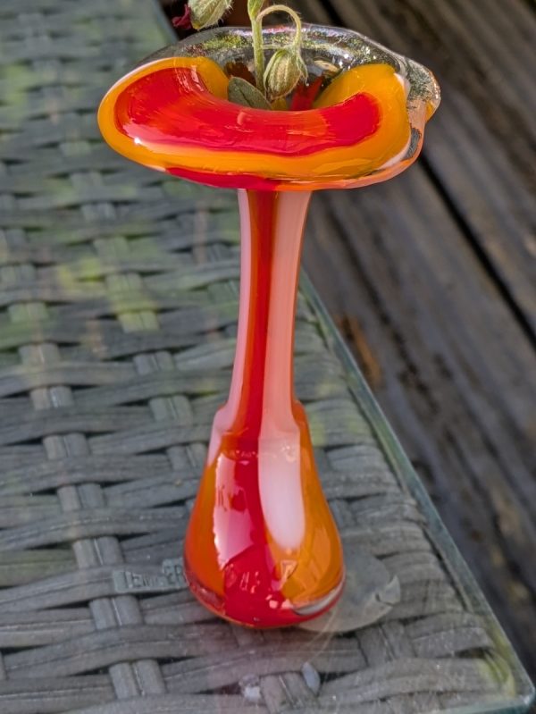 Stunning orange gooseneck vase