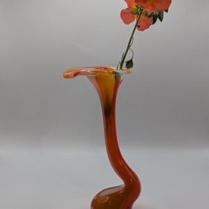 Stunning orange gooseneck vase