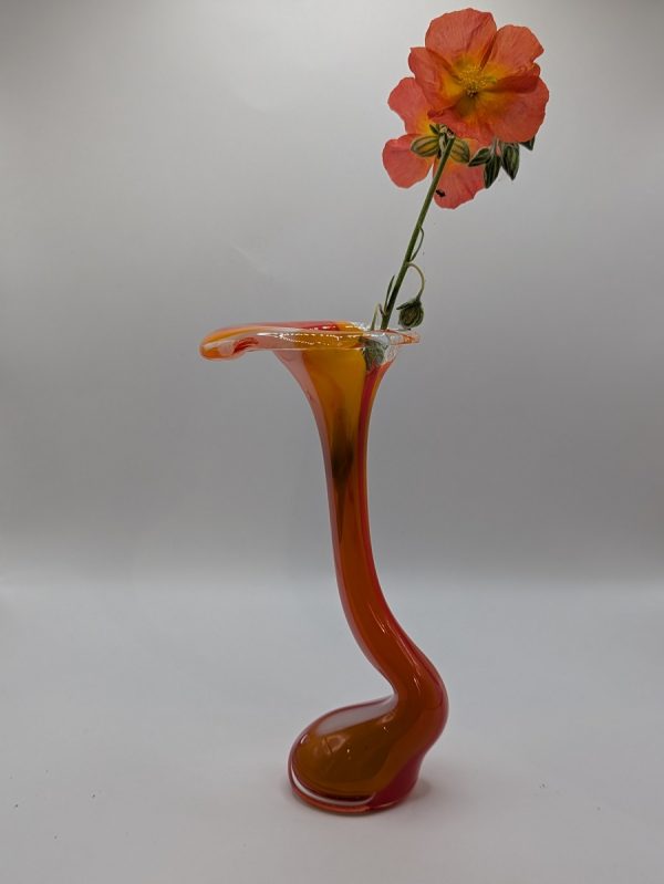 Stunning orange gooseneck vase