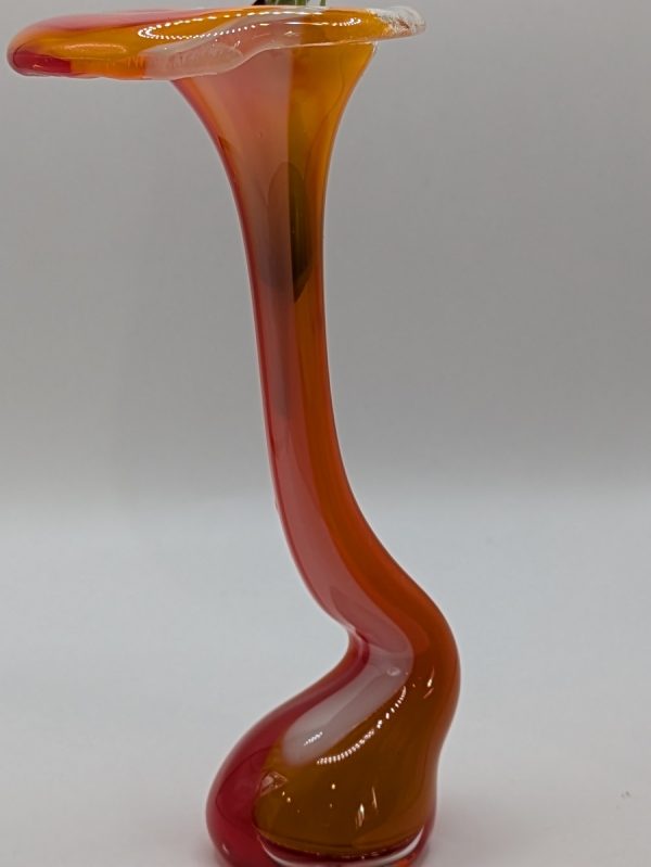 Stunning orange gooseneck vase