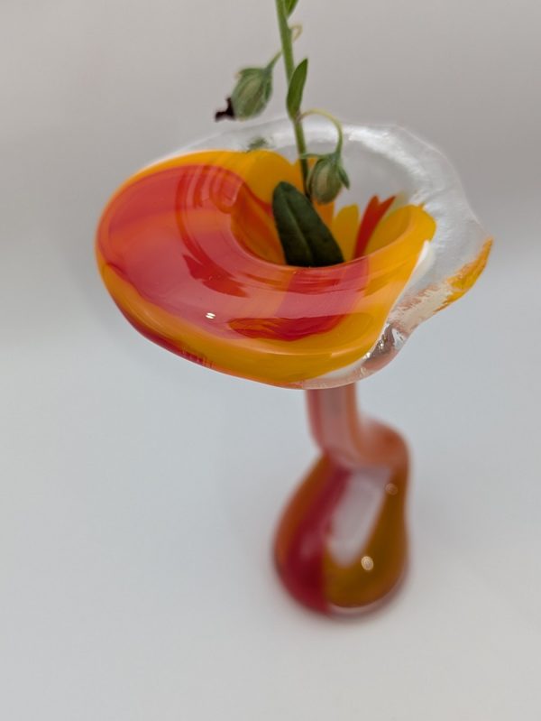 Stunning orange gooseneck vase