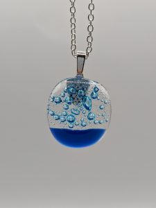 Small dark blue ocean bubble pendant