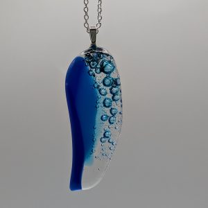 Large dark & sea blue ocean bubble pendant