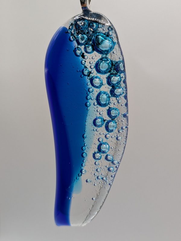 Large dark & sea blue ocean bubble pendant