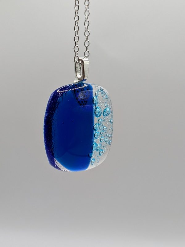 Small dark blue ocean bubble pendant