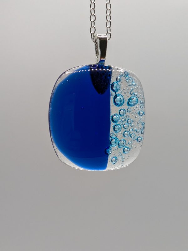 Small dark blue ocean bubble pendant