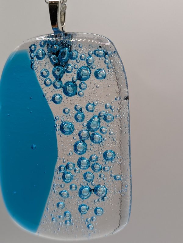 Medium pale blue ocean bubble pendant
