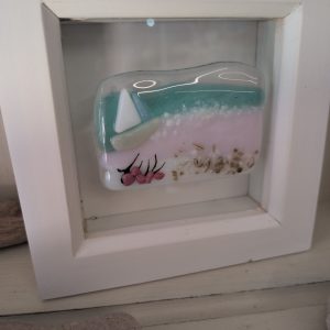 Beautiful Atlantic Beach framed glass art: 12cm x 12cm