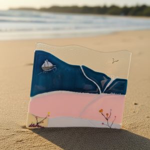 Large Atlantic Beach glass wall art: 32cm x 30cm