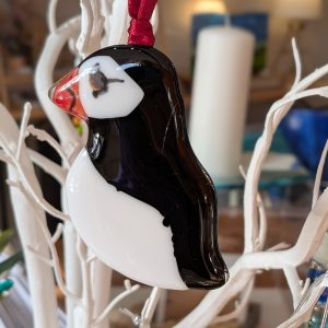 Glass Christmas Puffins
