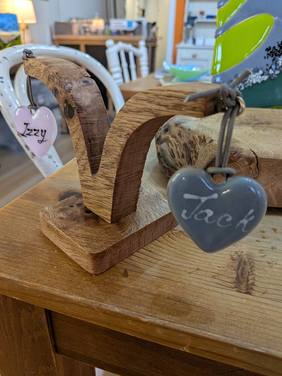 Hanging glass hearts