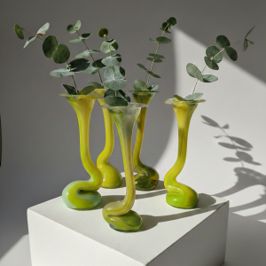 St Brigid's yellow green glass vase