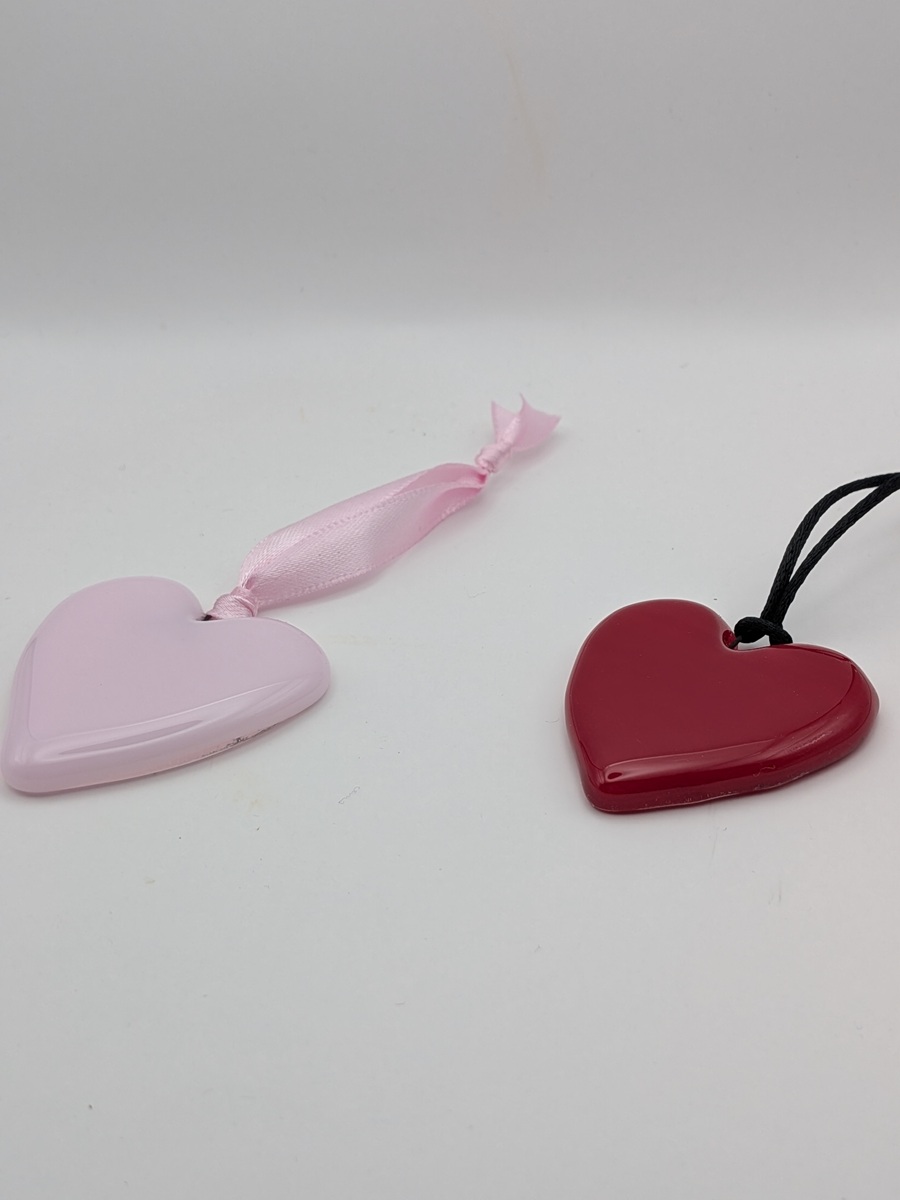 Glass hanging hearts