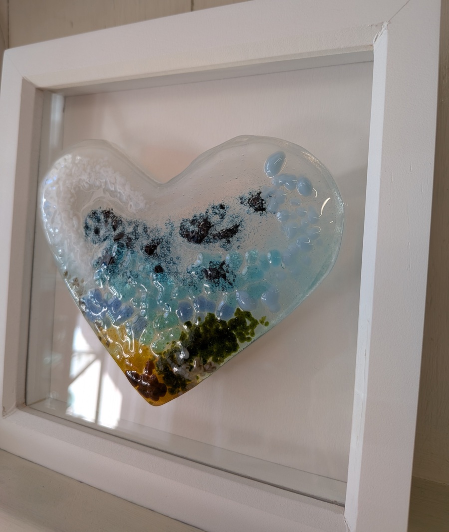 Fused Glass Seascape Heart