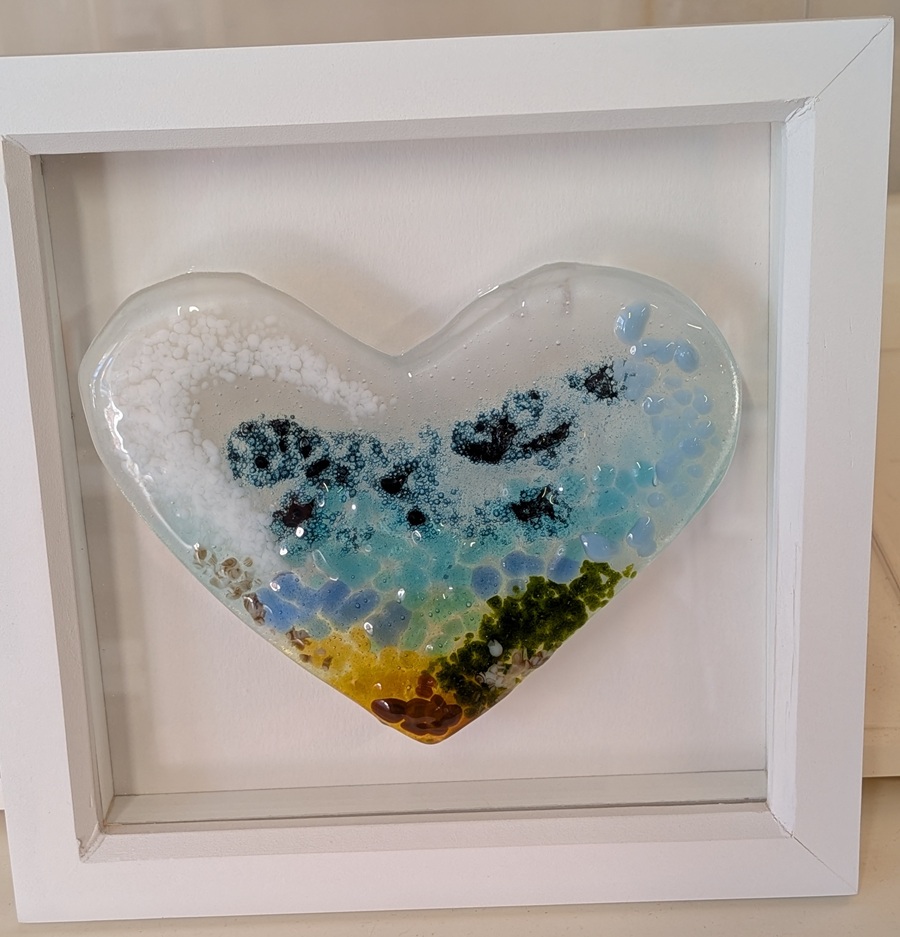 Fused Glass Seascape Heart